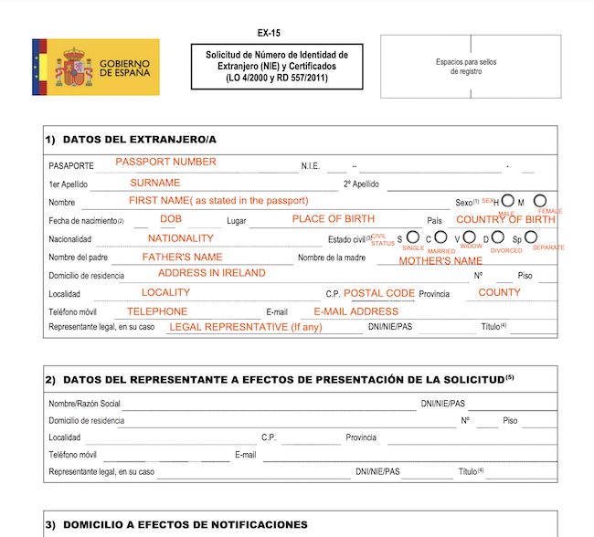 NIE application from english